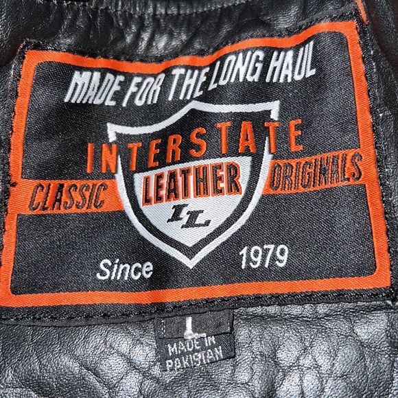 Interstate Leather Chaps Black Leather Motorcycle Riding Pants Size L - Picture 7 of 8